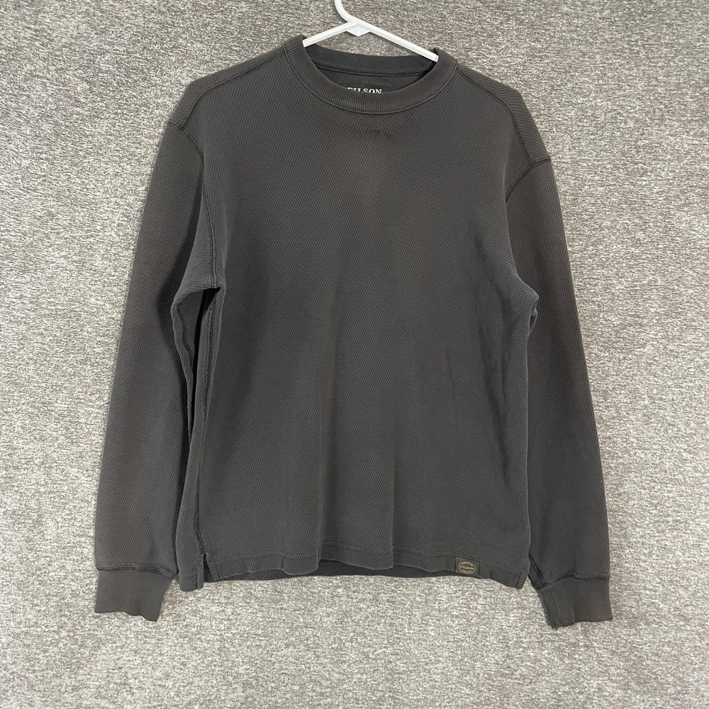 Filson Shirt Mens Small Navy Blue Waffle Knit Thermal Long Sleeve Crewneck